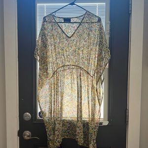 Yellow Floral Cute Cover Up V neck
